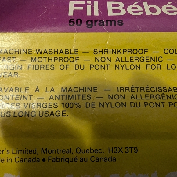 Vintage white Baby Yarn 100% Nylon 3 ply - 5 skiens +, approximately 275g weight - Picture 6 of 6